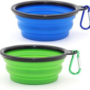 New Collapsible Dog Bowls 2 Pack Portable Pet Travel Dishes with Carabiners